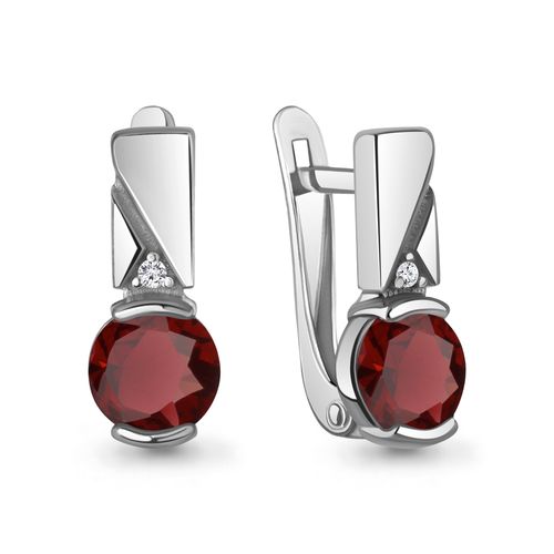 Сапфир каталог товаров Серьги из серебра с фианитом, гранатом