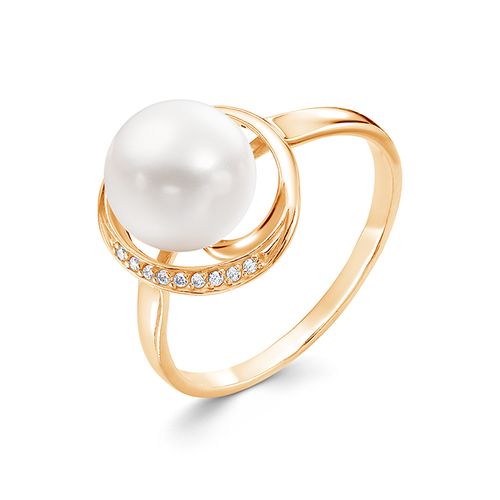 Сапфир каталог товаров Кольцо из золота с фианитом, жемчугом