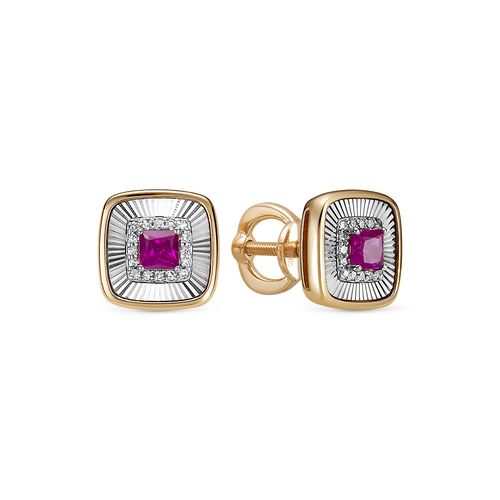 Сапфир каталог товаров Пусеты из золота с бриллиантом, рубином