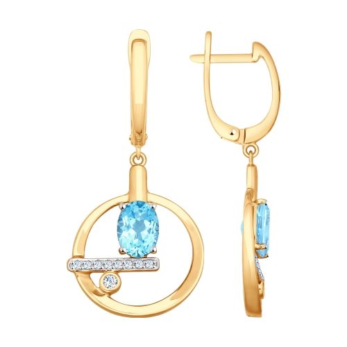 Сапфир каталог товаров Серьги из золота с фианитом, топазом