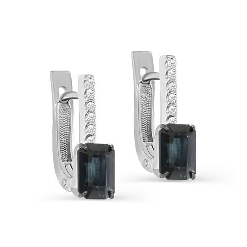 Сапфир каталог товаров Серьги из белого золота с бриллиантом, сапфиром