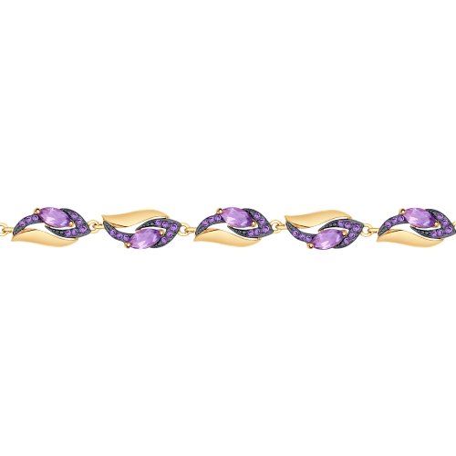 Сапфир каталог товаров Браслет женский из золота с фианитом, аметистом Сапфир каталог товаров Браслет женский из золота с фианитом, аметистом