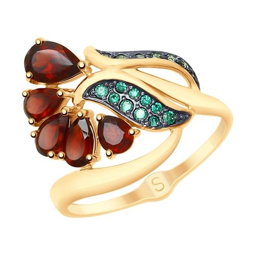 Сапфир каталог товаров Кольцо из золота с фианитом, гранатом