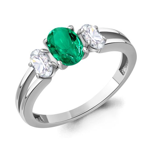 Сапфир каталог товаров Кольцо из серебра с фианитом, изумрудом