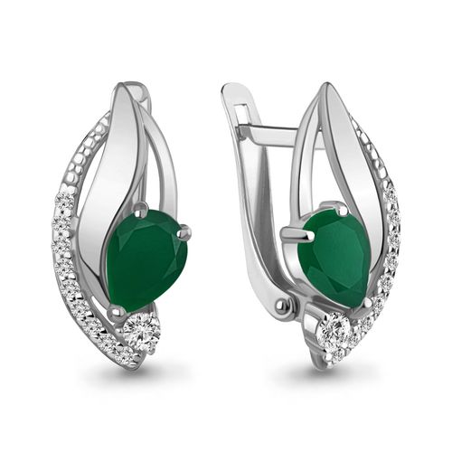 Сапфир каталог товаров Серьги из серебра с фианитом, агатом