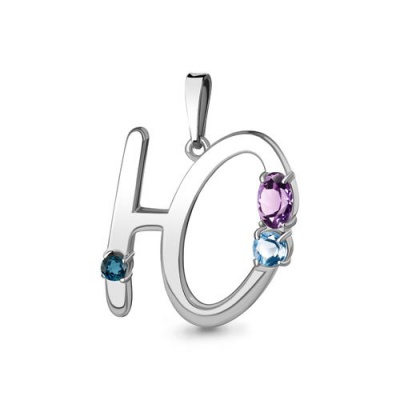 Сапфир каталог товаров Подвеска буква из серебра с аметистом, топазом, топазом 