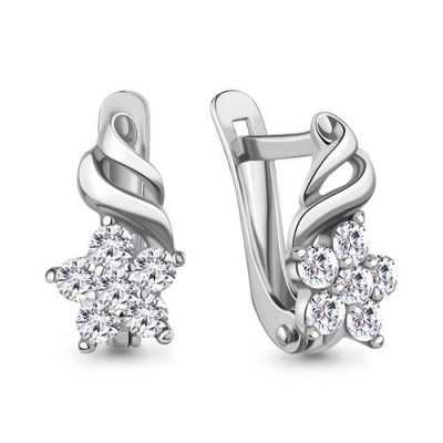 Сапфир каталог товаров Серьги из серебра с фианитом 