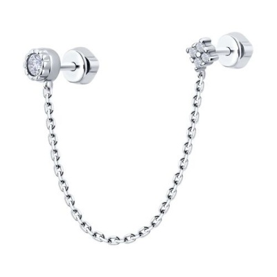 Сапфир каталог товаров Серьга из серебра с фианитом 