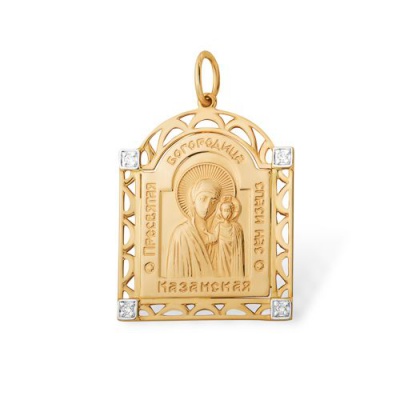 Сапфир каталог товаров Подвеска икона из золота с фианитом 