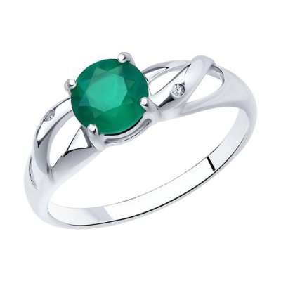 Сапфир каталог товаров Кольцо из серебра с агатом,бриллиантом 