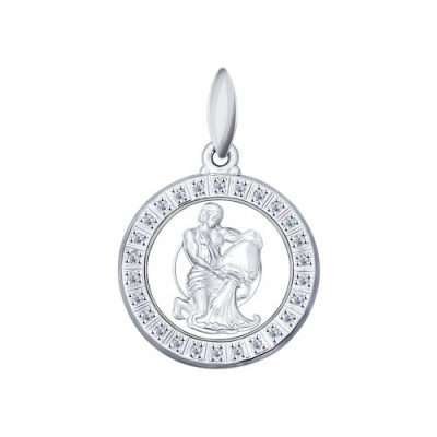 Сапфир каталог товаров Подвеска знак зодиака Водолей из серебра с фианитом 