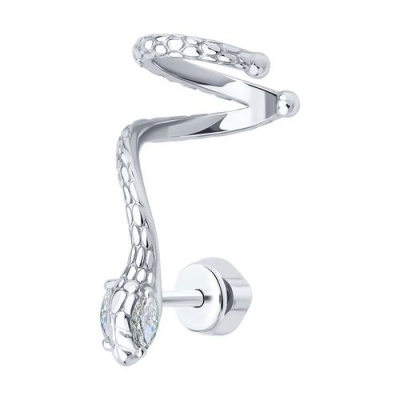 Сапфир каталог товаров Серьга из серебра с фианитом 