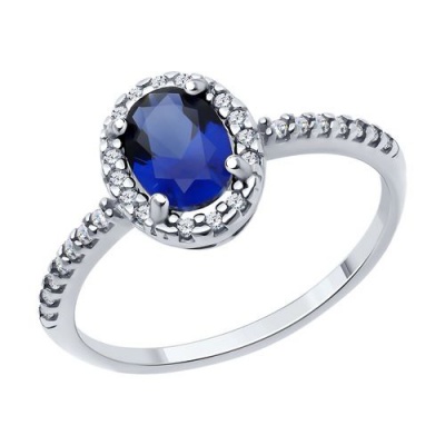 Сапфир каталог товаров Кольцо из серебра с сапфиром, фианитом 