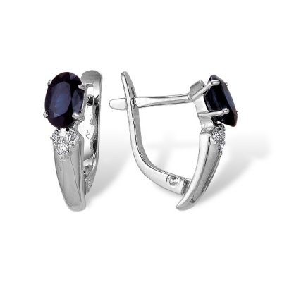 Сапфир каталог товаров Серьги из белого золота с бриллиантом, сапфиром 