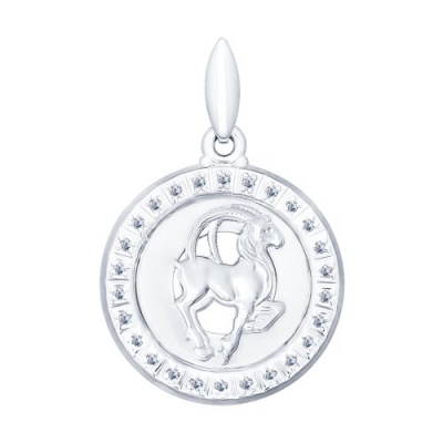 Сапфир каталог товаров Подвеска знак зодиака Козерог из серебра с фианитом 