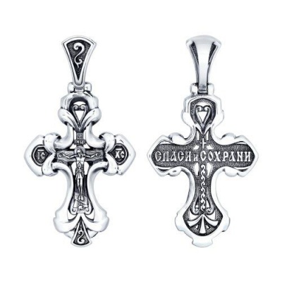 Сапфир каталог товаров Подвеска крест из серебра с чернением 