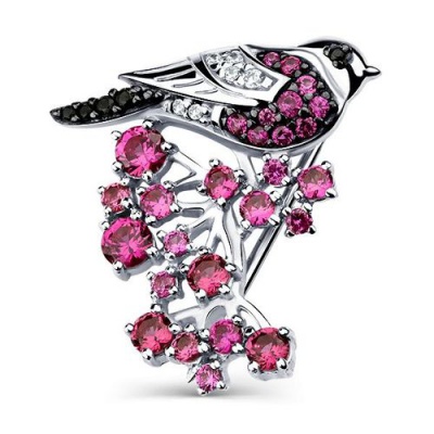 Сапфир каталог товаров Брошь из серебра с фианитом, рубином 