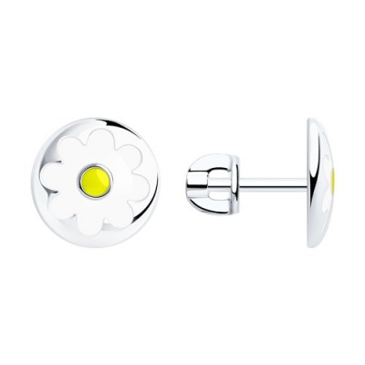 Сапфир каталог товаров Серьги гвоздики детские из серебра с эмалью 