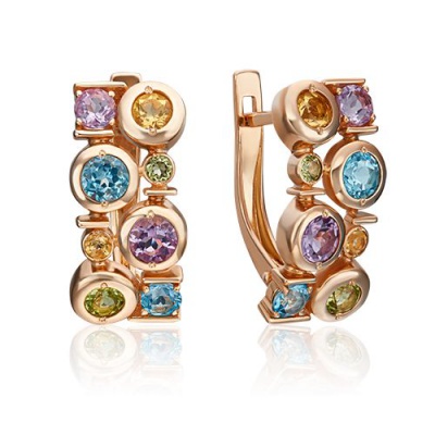 Сапфир каталог товаров Серьги из золота с аметистом, топазом, хризолитом, цитрином 