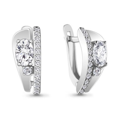 Сапфир каталог товаров Серьги из серебра с фианитом 