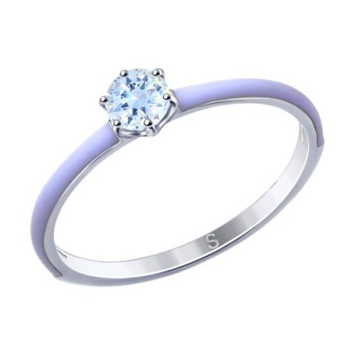 Сапфир каталог товаров Кольцо детское из серебра с фианитом, эмалью 