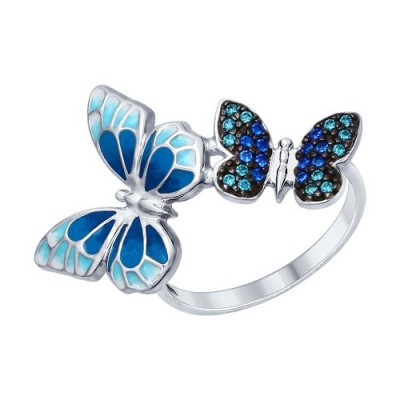 Сапфир каталог товаров Кольцо детское из серебра с фианитом, эмалью 