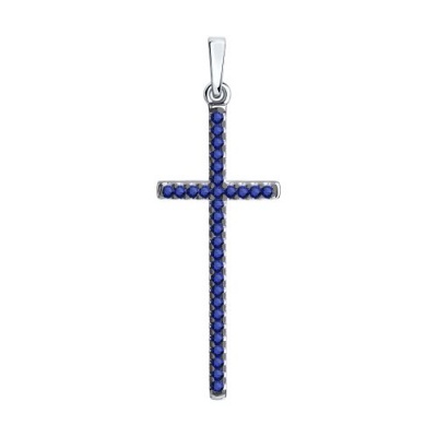 Сапфир каталог товаров Подвеска крест из серебра с фианитом 