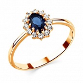 Сапфир каталог товаров Кольцо из серебра с позолотой с фианитом