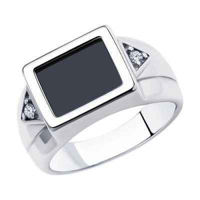 Сапфир каталог товаров Кольцо мужское из серебра с фианитом, шпинелью 