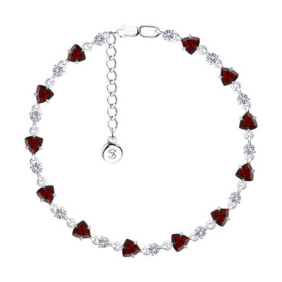 Сапфир каталог товаров Браслет женский из серебра с фианитом, гранатом Сапфир каталог товаров Браслет женский из серебра с фианитом, гранатом