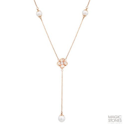 Сапфир каталог товаров Колье из золота с фианитом, жемчугом 