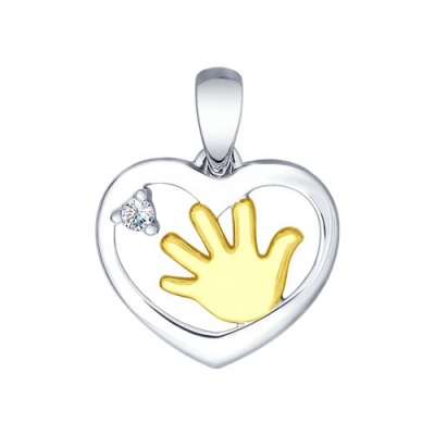 Сапфир каталог товаров Подвеска детская из серебра с позолотой с фианитом 