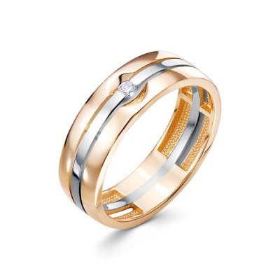 Сапфир каталог товаров Кольцо обручальное из комбинированного золота с бриллиантом 